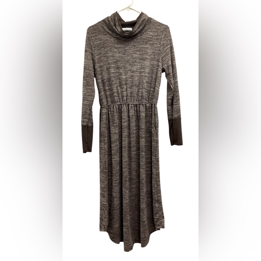 Reborn J Cowl Neck Two Tone Midi Dress